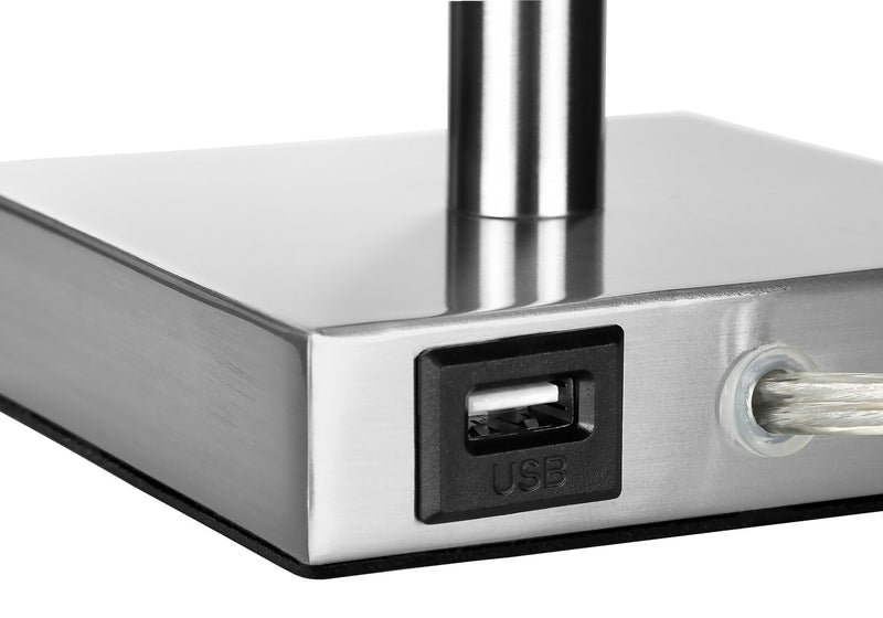 Ensemble 2 lampes de table de 17 po en métal nickel avec recharge USB