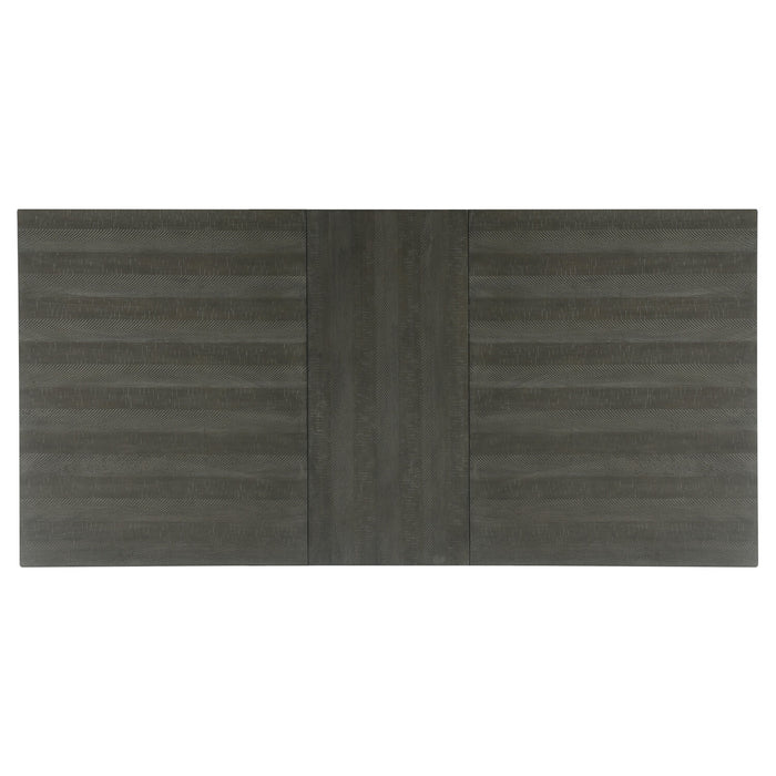 Ensemble de salle à manger Alto 6 pièces avec table, banc, rallonge de 65 po à 83 po (L), base à tréteaux et 4 chaises - gris