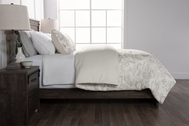 Ensemble d'édredon Indie Paisley 3 pièces pour lit double ou grand lit - blanc