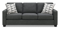  Sofa Sawyer de 83 po fabriqué au Canada en tissu d’apparence lin avec coussins réversibles et coussins décoratifs - gris anthracite