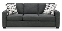 Sofa Sawyer de 79 po fabriqué au Canada en tissu d’apparence lin avec coussins réversibles et coussins décoratifs - gris anthracite