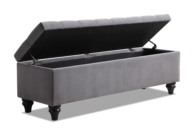 Banc de rangement Sage de 57 po - velours gris