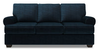  Sofa Roll de Sofa Lab de 86 po fabriqué au Canada en tissu de chenille avec accoudoirs enroulés - bleu Luxury Indigo 