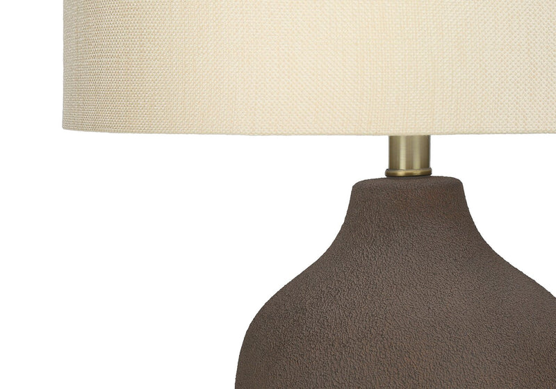 Lampe de table de 27 po en céramique grise avec abat-jour beige