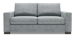 Sofa personnalisable Track de Sofa Lab de 75 po de format condo fabriqué au Canada en tissu d’apparence lin avec accoudoirs rectilignes - gris Luna Pewter
