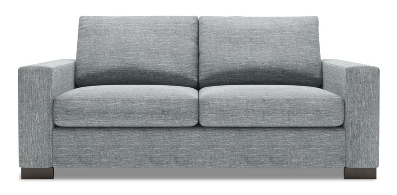 Sofa personnalisable Track de Sofa Lab de 75 po de format condo fabriqué au Canada en tissu d’apparence lin avec accoudoirs rectilignes - gris Luna Pewter
