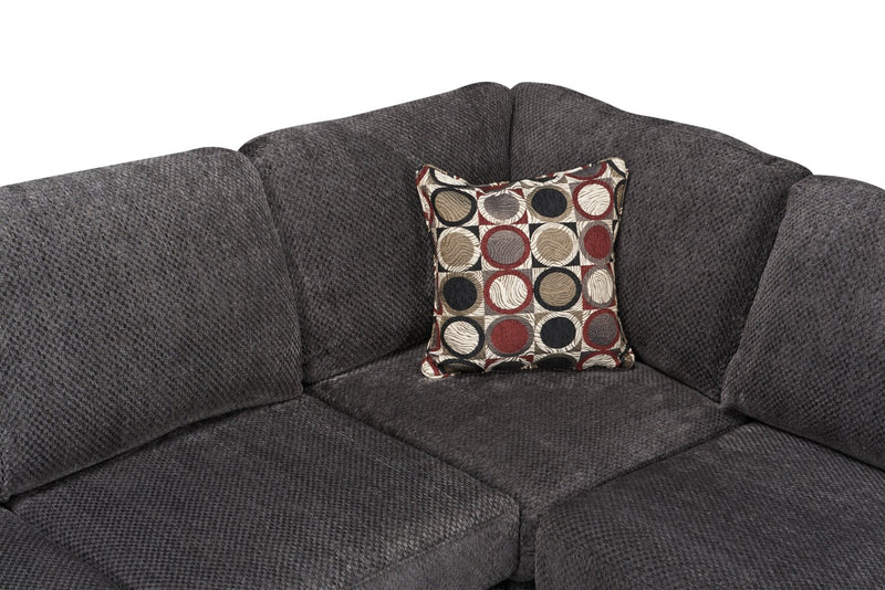 Sofa sectionnel de droite Morty 2 pièces fabriqué au Canada en tissu de chenille avec coussins décoratifs - gris