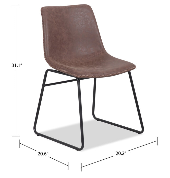 Ensemble de salle à manger Amos 7 pièces en métal avec table de 60 po (L) et 6 chaises - brun