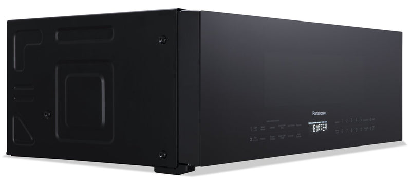 Micro-ondes à hotte intégrée Panasonic de 1,2 pi³ à profil bas et puissant ventilateur d'évacuation - verre fumé noir - NNSG65NB