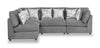 Sofa sectionnel modulaire de style cocon Evolve de Scott Living 4 pièces en tissu d’apparence lin avec coussins en duvet et plumes - anthracite
