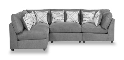 Scott Living Evolve Modular 4-Piece Linen-Look Fabric Pit Sofa Sectional with Feather Down Cushions - Charcoal|Sofa sectionnel modulaire de style cocon Evolve de Scott Living 4 pièces en tissu d’apparence lin avec coussins en duvet et plumes - anthracite