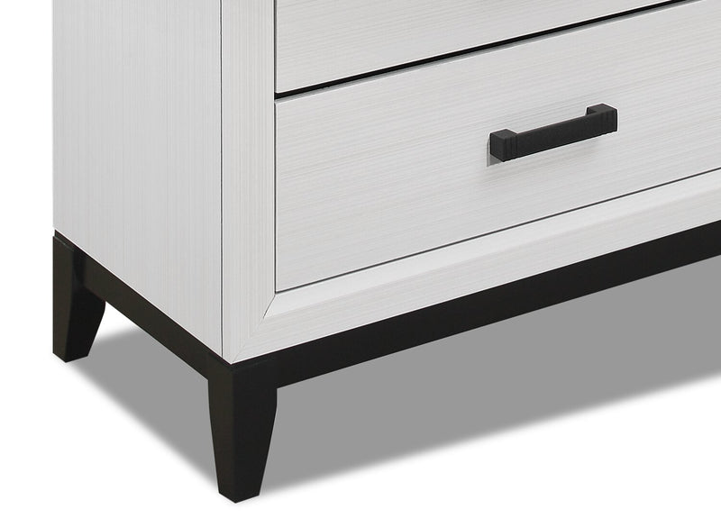 Ensemble de chambre à coucher Kate 6 pièces avec lit, commode, miroir et table de nuit, blanc - format très grand lit