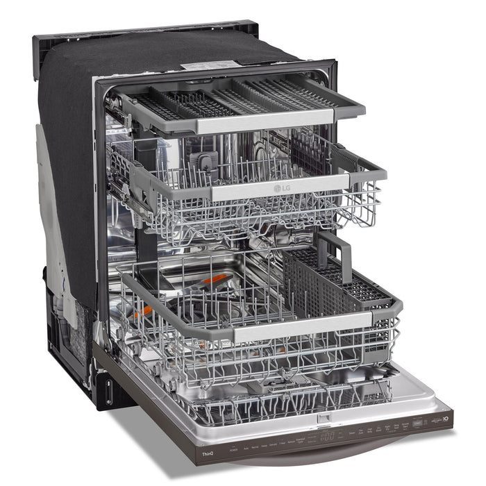 Lave-vaisselle intelligent encastré LG à 42 dBA de 24 po avec commandes sur le dessus et QuadWashMC Pro - acier inoxydable noir Smudge-ProofMD - LDTH7972D