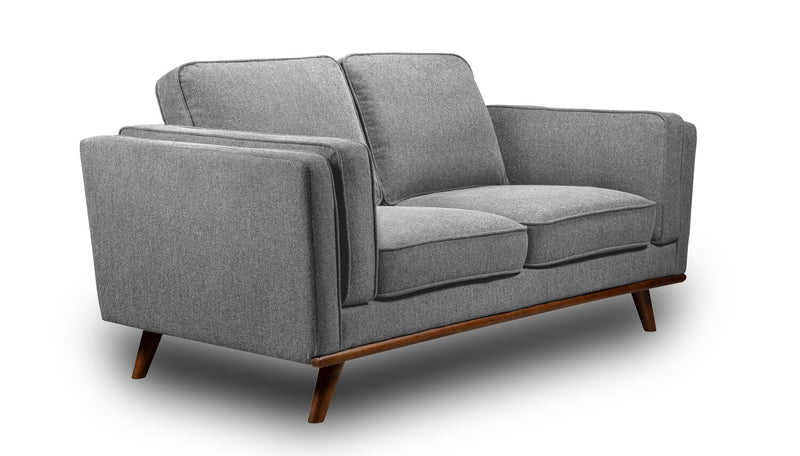 Causeuse Kassia de Kort & Co. de 65,4 po en tissu d’apparence lin avec base et pattes en bois - grise