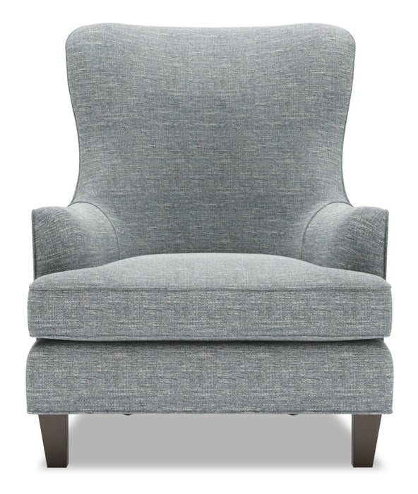 Fauteuil d’appoint à oreilles Sofa Lab personnalisable de 32 po fabriqué au Canada en tissu d’apparence lin - gris Luna Pewter