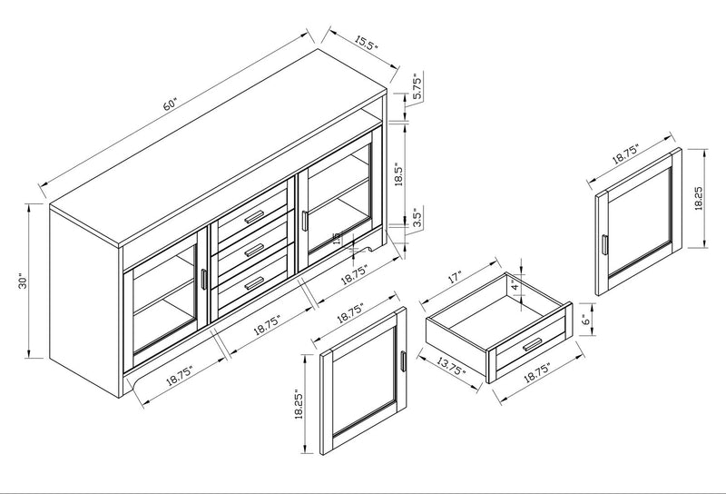 Meuble audio-vidéo Melody 3 pièces de 100 po avec rangement et système de gestion des câbles pour téléviseurs jusqu’à 65 po - blanc