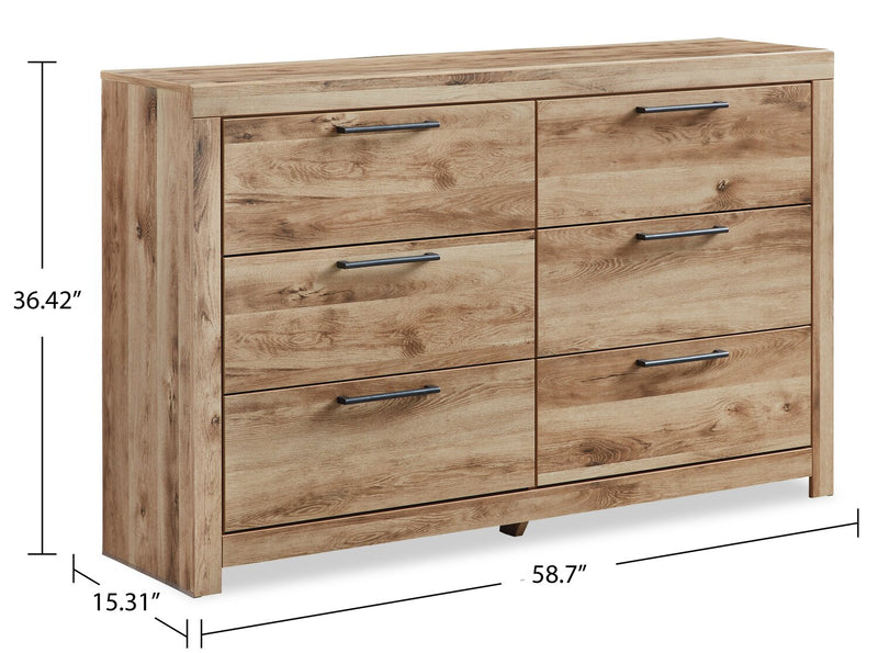 Commode Derekson de 58,7 po (L) x 36,4 po (H) à 6 tiroirs pour la chambre à coucher - naturelle