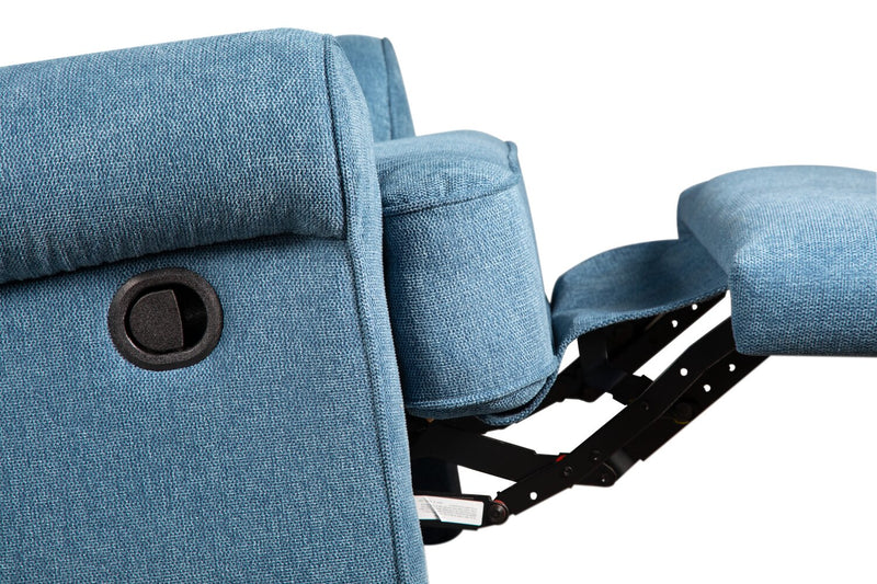 Fauteuil pivotant, coulissant et inclinable Bevin de 34,4 po en tissu de chenille - bleu