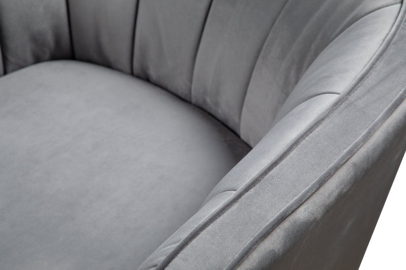 Fauteuil d’appoint Brinley de 29 po en tissu de velours avec pattes en bois - gris