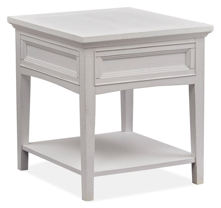 Table de bout traditionnelle Heron Cove de 20 po avec rangement et tablette - pin blanc