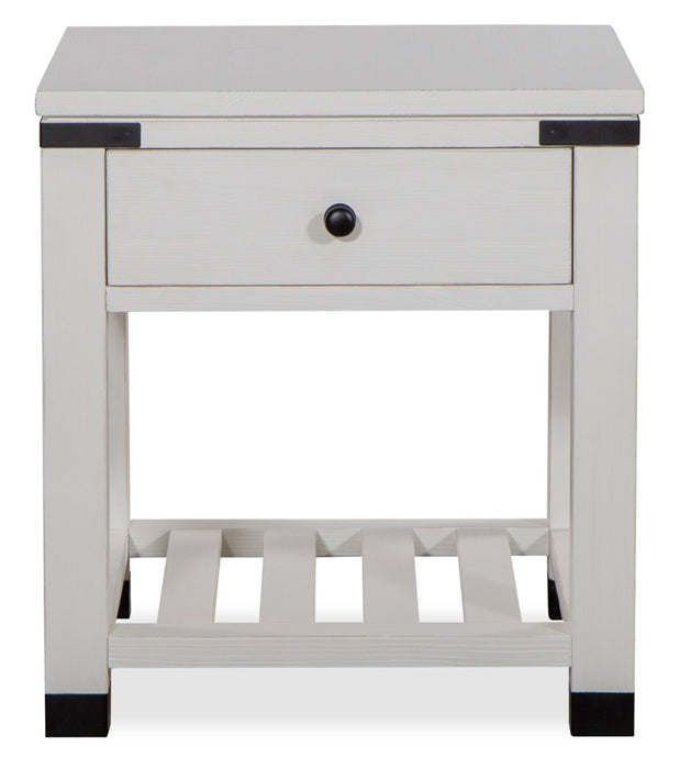 Table de bout moderne Harper de 24 po avec rangement et tablette - pin blanc