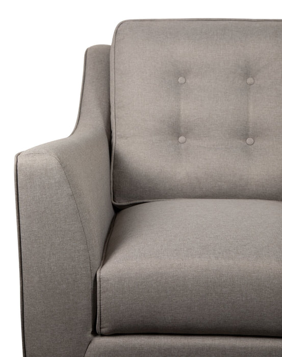 Fauteuil Novalee de 35 po en tissu d’apparence lin avec accoudoirs évasés et capitonnage à boutons - taupe