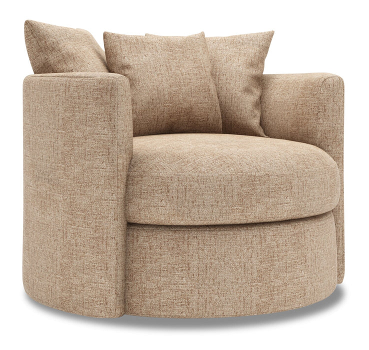 Fauteuil d’appoint pivotant Nest de Sofa Lab personnalisable de 41 po fabriqué au Canada en tissu de chenille - taupe Luxury Taupe