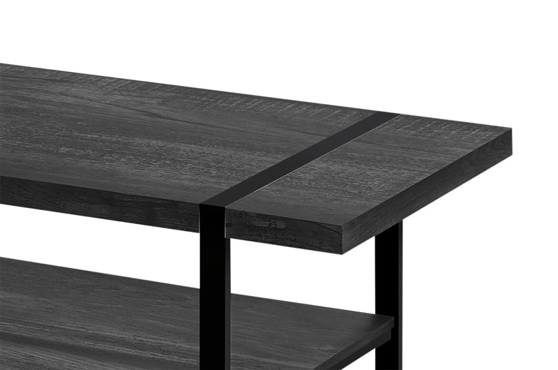 Table à café industrielle Avery 47,25 po avec tablette - noire avec pattes en métal noir