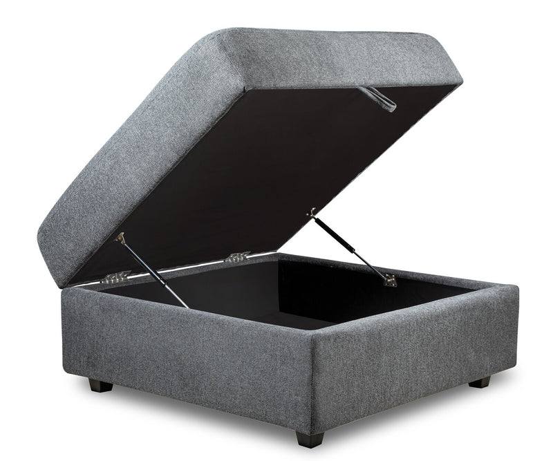 Pouf de rangement modulaire Evolve de Scott Living de 39,5 po en tissu d’apparence lin avec coussin en duvet et plumes - gris anthracite