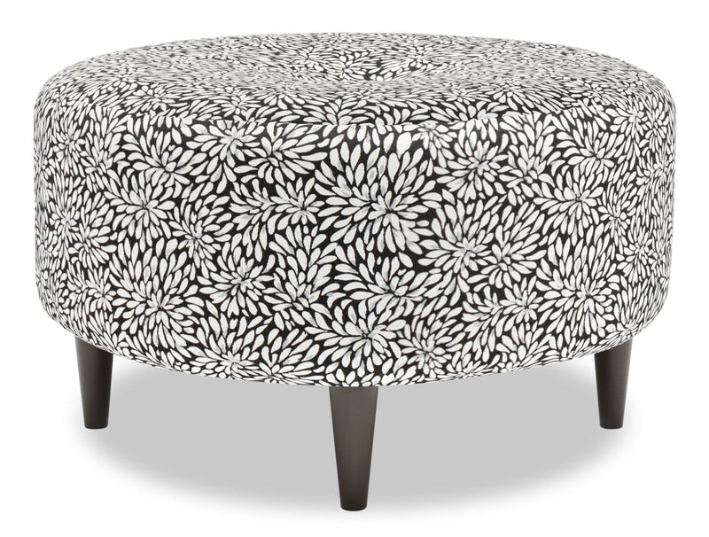Pouf personnalisable The Curve de Sofa Lab de 31 po fabriqué au Canada en tissu - Onyx multicolore
