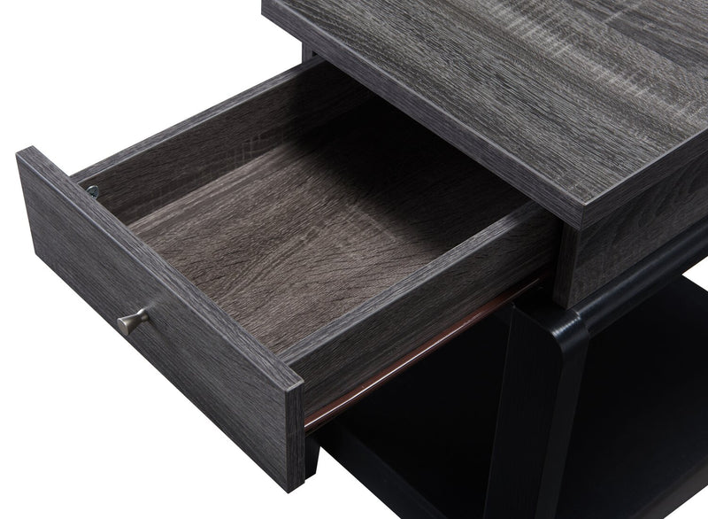 Table de fauteuil Torry de 13,75 po avec tiroir - gris vieilli