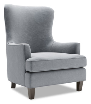 Fauteuil d’appoint à oreilles Sofa Lab personnalisable de 32 po fabriqué au Canada en tissu de velours - gris