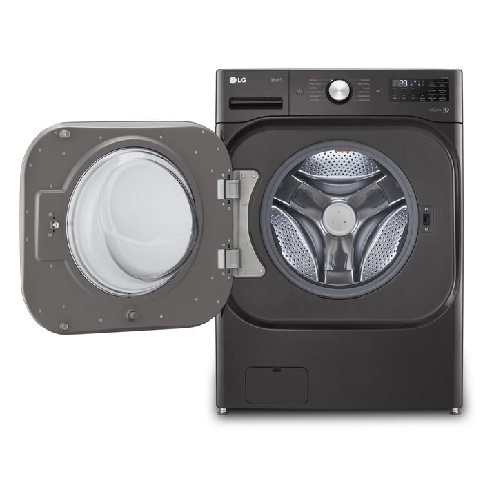 Laveuse à la vapeur intelligente haute efficacité LG à chargement frontal de 6 pi³ - acier noir - superposable - WM8900HBA