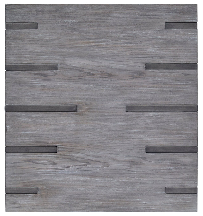 Table de bout moderne Eldridge de 24 po avec tablette - gris vieilli avec métal et bois