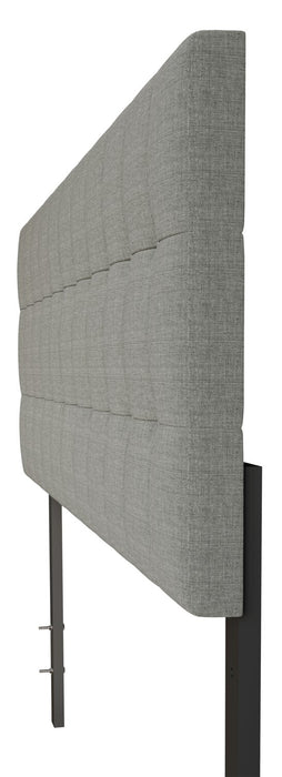 Tête de lit rembourrée Ellis en tissu gris avec capitonnage à boutons - format grand lit