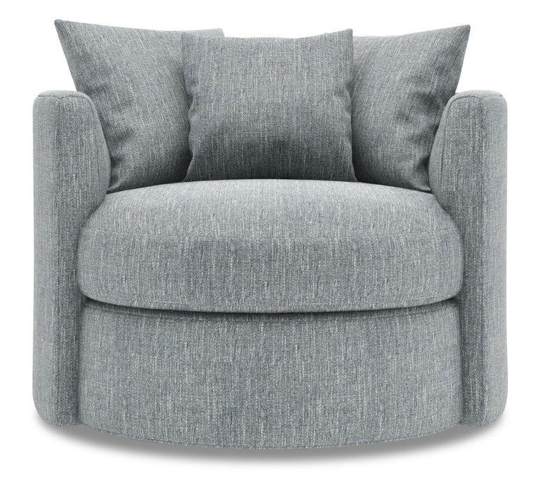 Fauteuil d’appoint pivotant Nest de Sofa Lab personnalisable de 41 po fabriqué au Canada en tissu d’apparence lin -  gris Luna Pewter