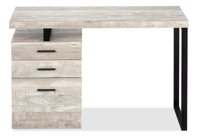 Bureau réversible Clayton de 47,25 po à 3 tiroirs - taupe clair