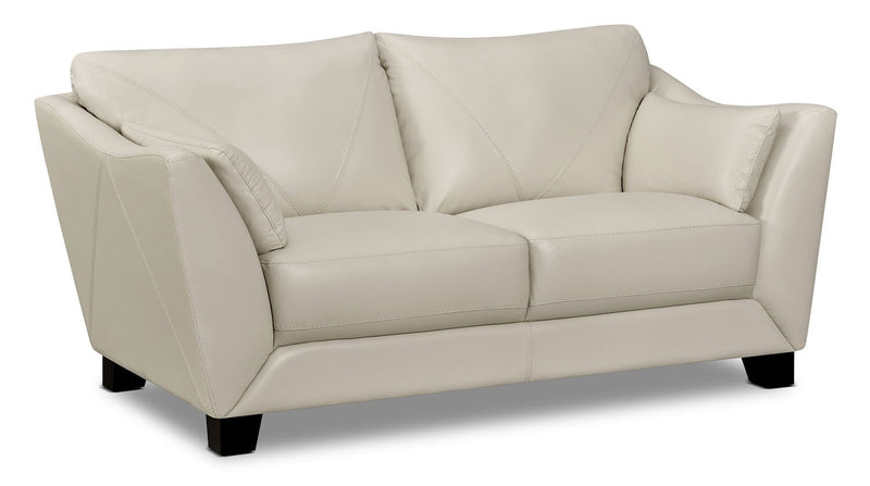 Causeuse Lusso de Château d’Ax de 69 po en cuir véritable à 100 % avec pattes en bois - gris fumée