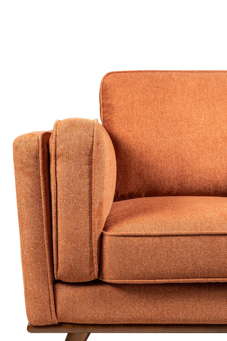 Fauteuil Kassia de Kort & Co. de 40,9 po en tissu d’apparence lin avec base et pattes en bois - orange