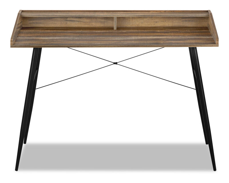 Bureau Jeremy de 47,25 po avec petite crédence - brun