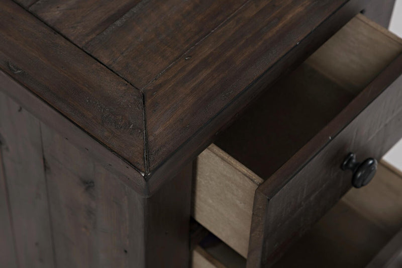 Table de fauteuil rustique Morgan de 16 po avec rangement - brun foncé avec bois recyclé