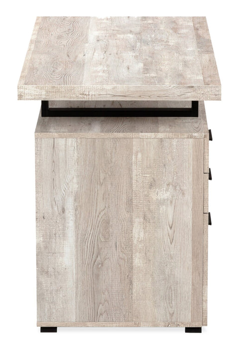 Bureau réversible Clayton de 47,25 po à 3 tiroirs - taupe clair