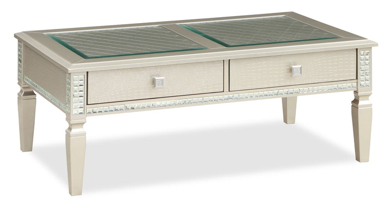 Table à café somptueuse Tyra de 48 po avec rangement - champagne  