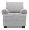 Fauteuil Roll de Sofa Lab personnalisable de 42 po fabriqué au Canada en tissu d’apparence lin avec accoudoirs enroulés - gris Luna Domino