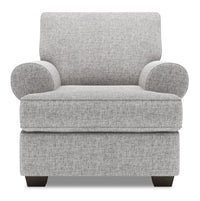  Fauteuil Roll de Sofa Lab de 42 po fabriqué au Canada en tissu d’apparence lin avec accoudoirs enroulés - gris Luna Domino 