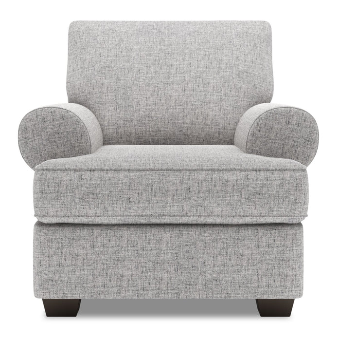 Fauteuil Roll de Sofa Lab personnalisable de 42 po fabriqué au Canada en tissu d’apparence lin avec accoudoirs enroulés - gris Luna Domino