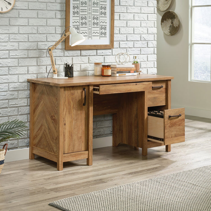 Bureau Alfie de 53,15 po à 2 tiroirs avec armoire - brun clair