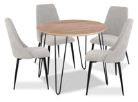  Ensemble de salle à manger Miya 5 pièces en acacia et métal avec table ronde de 36 po (L) et 4 chaises - gris