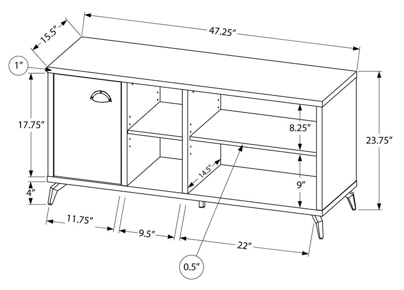 Meuble pour téléviseur moderne Cameron de 48 po avec rangement et système de gestion des câbles pour téléviseurs jusqu’à 55 po - gris