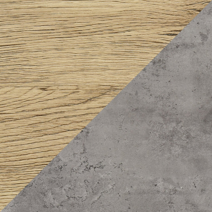 Table à café moderne Kelly de 43,3 po avec tablette - dessus en pierre grise avec pattes en bois clair